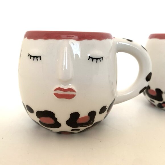 Lang Design Ceramic Espresso Mug Coffee Tea Set of 3 Face Animal Print Demitasse - Picture 8 of 11